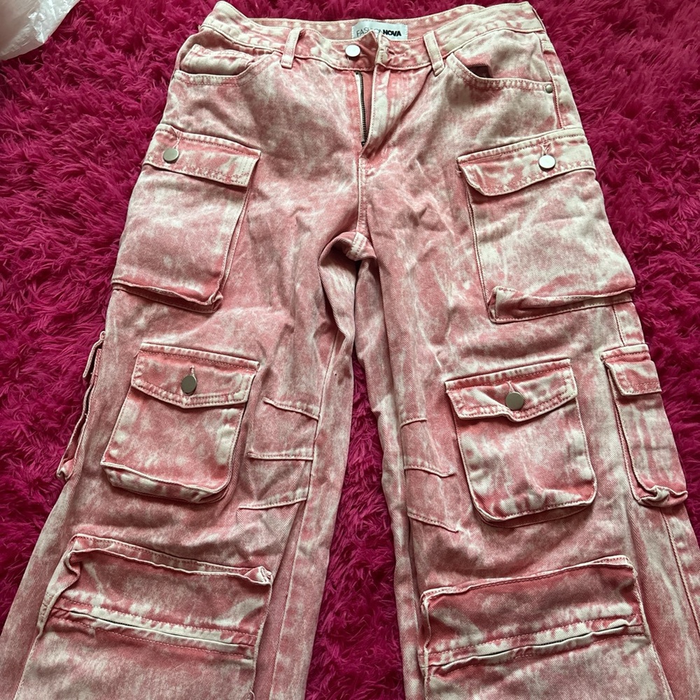 Fashion Nova Billie Low Slung Pink Cargo Jeans